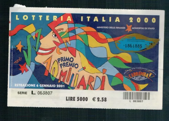 Biglietto  Lotteria Italia 2000 Illustrato da   Nespolo