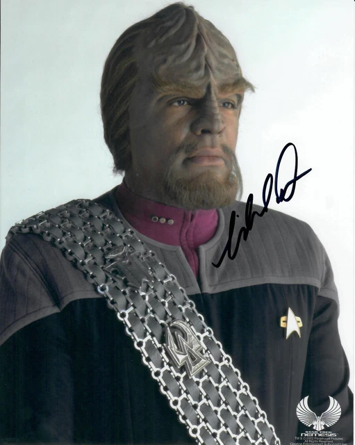 Autografo originale Michael Dorn come Worf da Star Trek, foto reale 20x25 cm