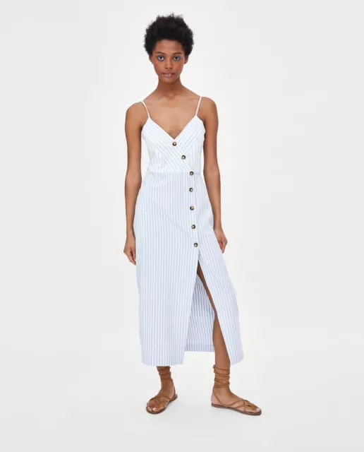 ROBE RAYEE ZARA Ss18 Neuve Avec Etiquettes Bleu Ciel 8342 122 Taille Xs EUR 53 08 PicClick FR
