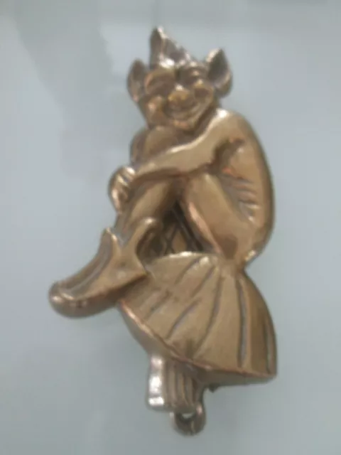 Large Old solid Brass Lucky Cornish pixie door knocker