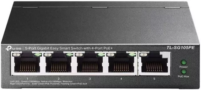 TP-Link TL-SG105PE 5-Port Gigabit Netzwerk Switch PoE LAN Ethernet Verteiler 65W