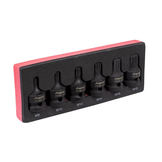 Sealey AK5608 Impact Spline Prise Bit Ensemble 6pc 1.3cmSq Lecteur