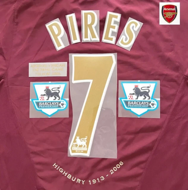 Arsenal PIRES #7 set di patch gioco finale 2005/06 trasferimento di calore Highbury