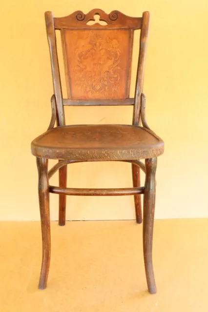 Vintage Stool Bentwood Mundus Chair Art Nouveau Stool Embossed 1900's with Tag