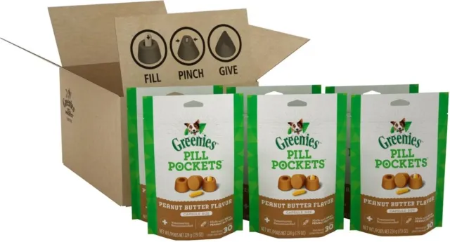 Greenies Pill Pockets Canine Real Peanut Butter Flavor Dog Treats Case of 6