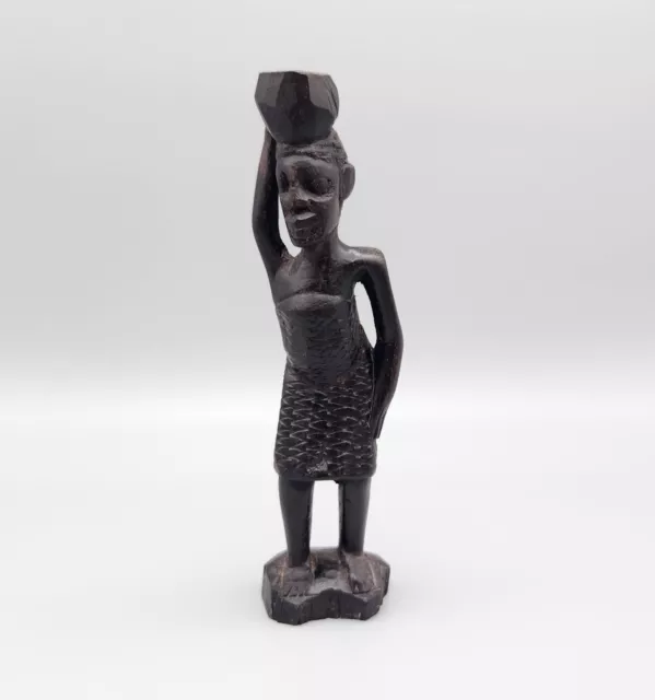 Vintage Hand Carved African Tribal Figure Wood Statue 7" Tall Decor Art Small