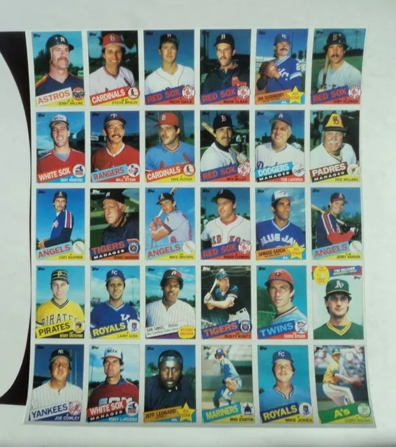 1985 Topps Baseball UNCUT Sheet CLEMENS RC Quisenberry Anderson -