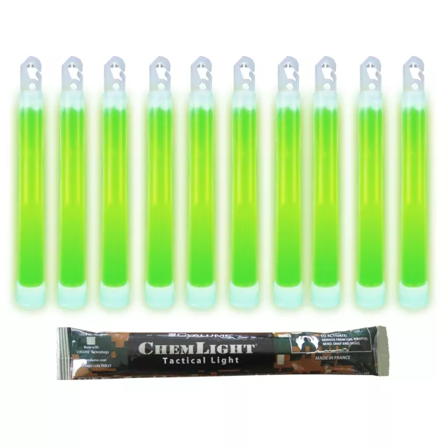 Cyalume Green Military Grade 6'' Chemlight lightstick - 10 Pack