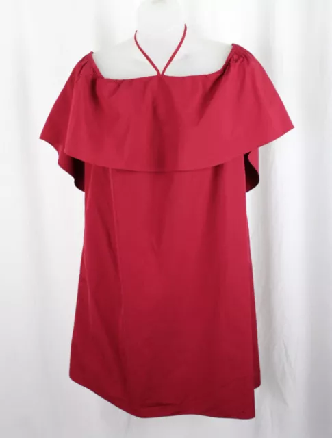 Alice + Olivia Women's Red Off The Shoulder Halter Neck Dress Size M