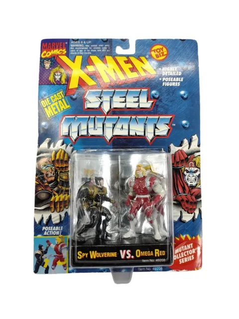 1994 X-Men Steel Mutants Spy Wolverine vs Omega Red Toy Biz Metal Action Figures 2