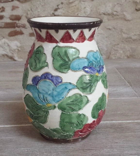JOLIE VASE VALLAURIS décor main céramique orange 310 EUR 20,00 - FR