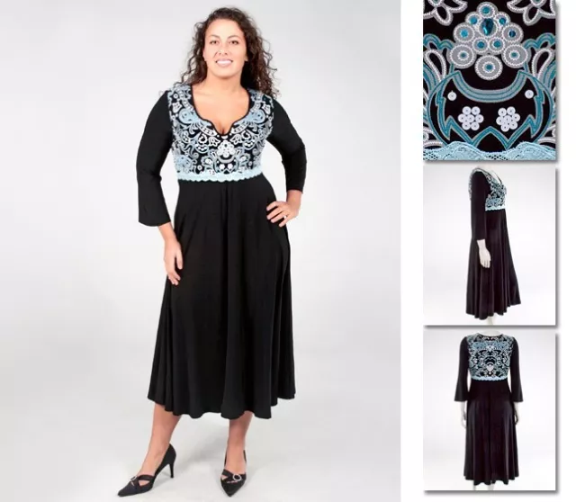 NEW Zaftique LACE FLORET DRESS Black Blue 0Z 1Z 6Z / 14 16 36 / L XL 1X 6X