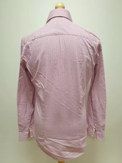 Camisa De Calce Ajustada Para Hombre Ted Panaker Rosa Estampada Manga Larga Reino Unido M Eu 50 3