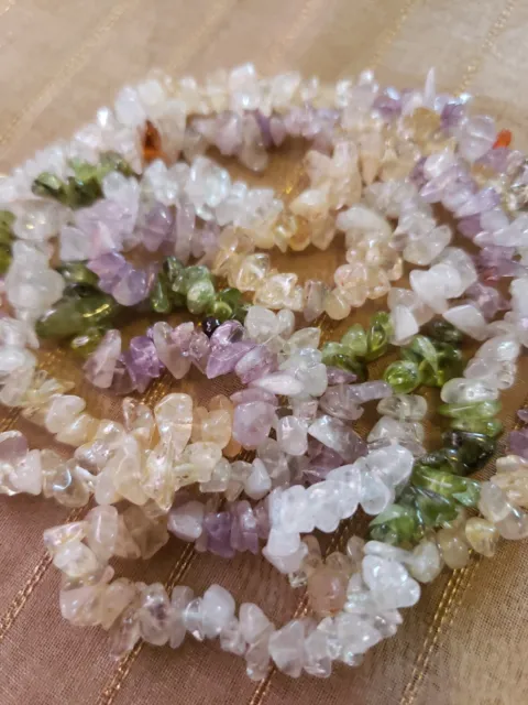 Natural Polished Gemstone Chip Crystal Necklace