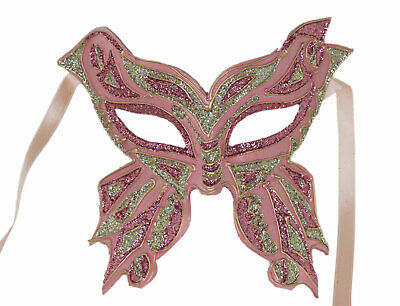 Mask from Venice Butterfly Farfella Pink Golden Glitter Paper Mache 22652