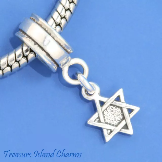 Star of David Jewish Judaic 925 Sterling Silver European Dangle Bead Charm Euro