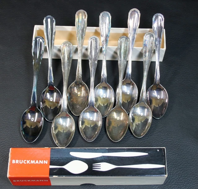 10 Piece Solid 800 Silver Tea Desert P. BRUCKMANN & SÖHNE Germany New Old Stock