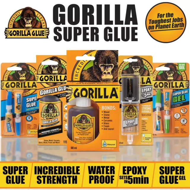 Gorilla Glue Multi Purpose Super Glue and Gel Strong Adhesive Grip Bond 3g Epoxy
