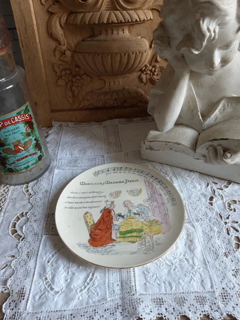 Assiette Ancienne Signée Georges Dreyfus Gédé - Thème Laboureur, En Faïence, Très Bel état