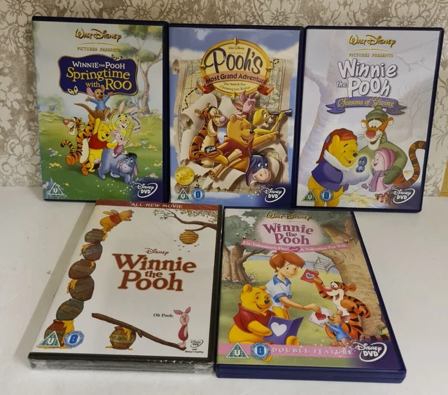 Vintage Job Lot X 5 Walt Disney Winnie The Pooh DVD Cartoon Films Good Condition