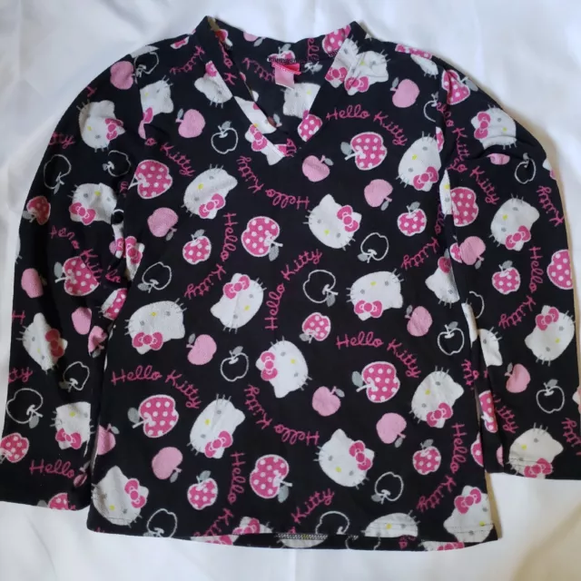 2011 Sanrio Hello Kitty Women's L Black Pink Apple Graphic Pajama Top Sleepwear