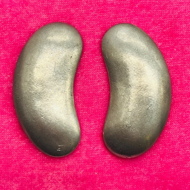 VTG Ben Amun Clip On Earrings MCM Primitive Kidney Bean Pewter Signed RARE💥