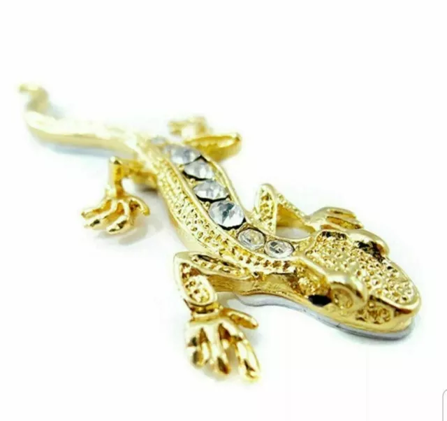 Auto Aufkleber 3D  Tier Gecko Eidechse Metall Badge Metall Gold Strass