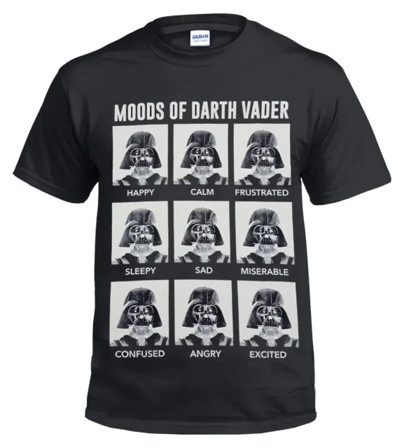 MOODS OF DARTH VADER T-Shirt/Funny/Star Wars/Stormtrooper/Sad/Happy/Mens Santa