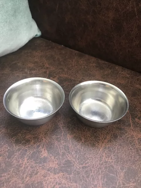 Vintage Pair of Stainless Steel Egg Cups / Butter Dishes 5.5cm