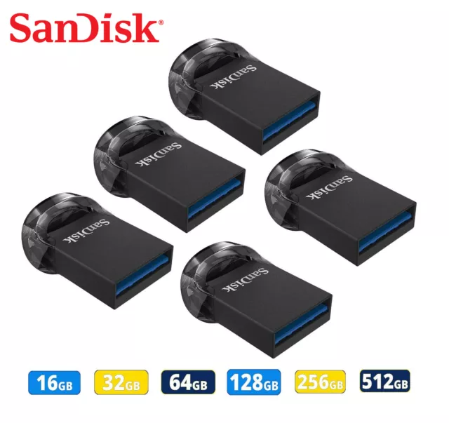 SanDisk 64GB 128GB 256GB 32GB 16GB 512GB Ultra Fit USB 3.0 Flash Drive USB 3.1