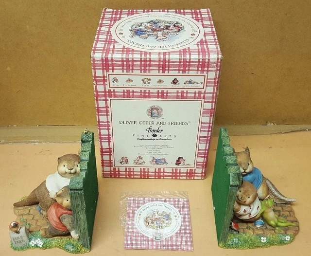 VINTAGE BORDER FINE Arts Oliver Otter & Friends Bookends Boxed £10.00