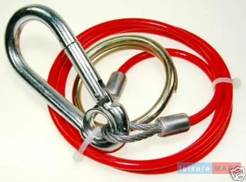 Trailer Caravan 3mm Breakaway Cable Red with Split Ring 1m for Braked Trailers