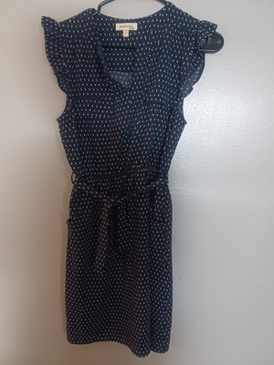 Women's Monteau Blue and White Polka Dot Sleeveless dress