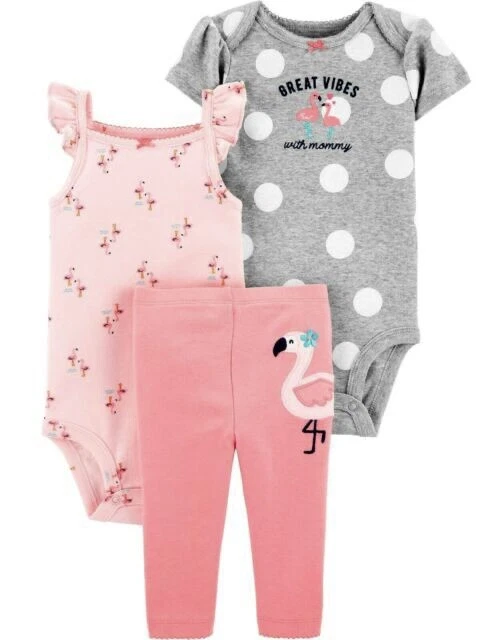 Carters 3-Piece Flamingo Set - Baby Girl Size 12 Months - New