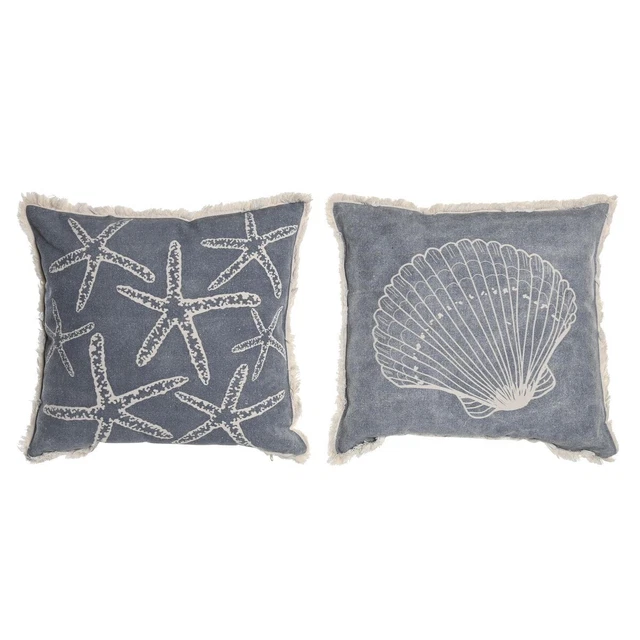 Coussin DKD Home Decor Gris Bleu Blanc Blue marine méditerranéen (45 x 10 x 45 c