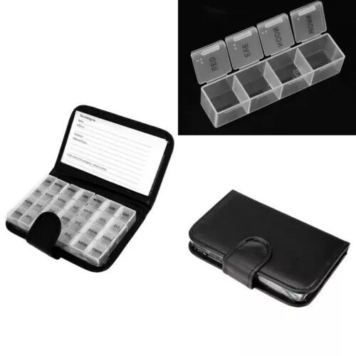 Organizador de píldoras de cuero de lujo de 7 días tableta medicina billetera almacenamiento caja de viaje