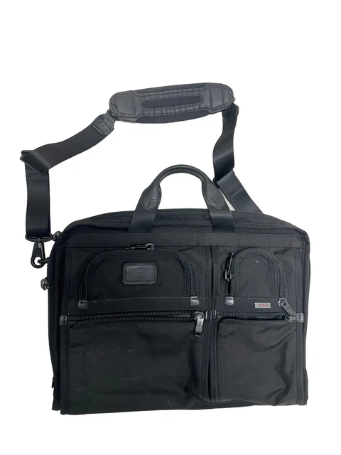 Tumi Alpha-2 Black T-Pass Laptop Expandable Brief Case Bag Carry On Messenger