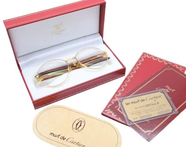 Vintage Cartier 1990 Wood Temple Eyeglasses Sunglasses 135 Numbered w/Case Paper Vintage Cartier 1990 Wood Temple Eyeglasses Sunglasses 135 Numbered w/Case Paper