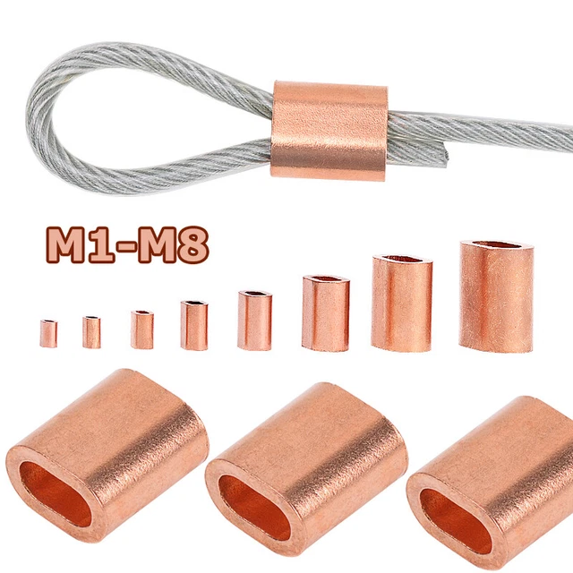 M1-M8 Copper Wire Rope Ferrules Crimping Sleeve Single Hole Cable Clip