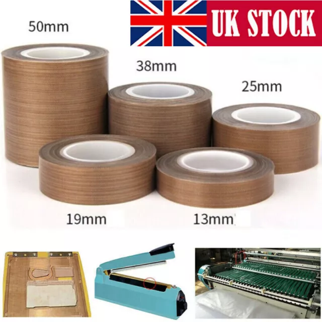 UK 10m PTFE Teflon Tapes Self-Adhesive High Temperature Resistant Vacuum Sealer~