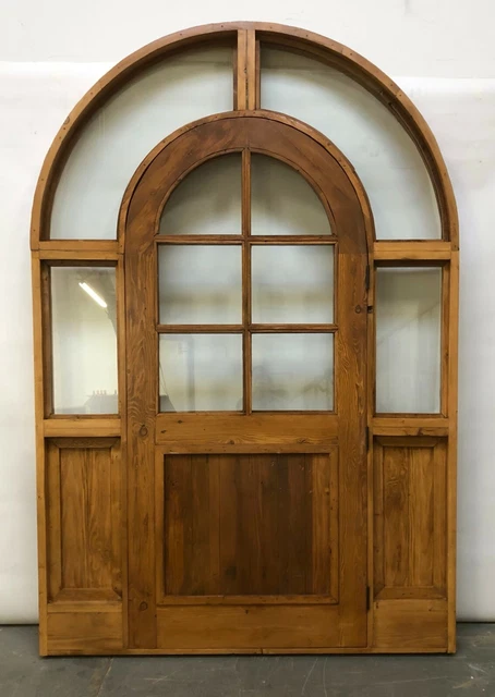 Rustic reclaimed lumber side lites door solid wood story book castle glass door 2