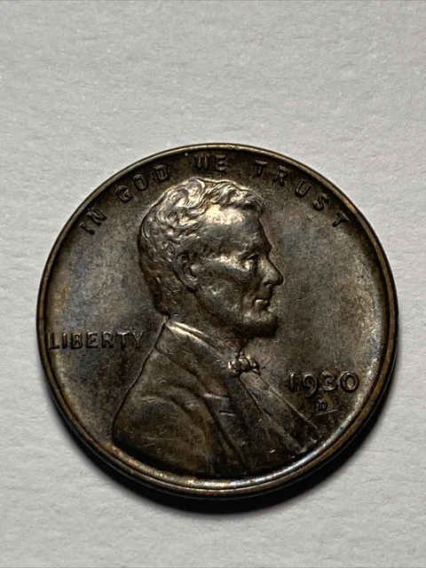 1930-D Lincoln Wheat cent penny / Uncirculated Toned / old antique US coin