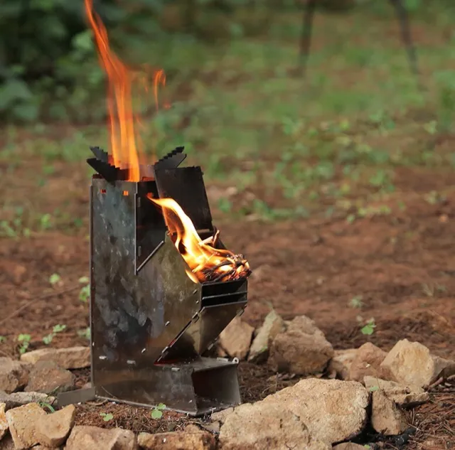Poêle à bois de camping portable en acier inoxydable léger poêle à fusée e