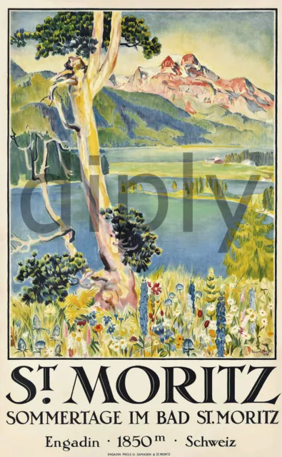 Repro Deco Affiche St Moritz Sommertage Im Bad Schweiz Sur Papier 310 Ou 190 Grs