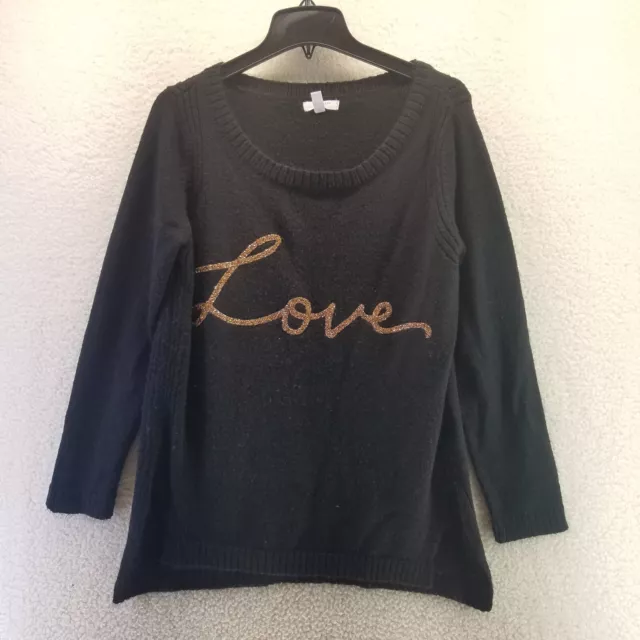 LC Lauren Conrad LOVE Sweater Womens Large L Long Sleeve Pullover Black