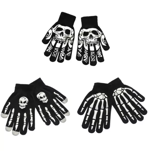 for Creative Luminous Gloves Knitted Skull Gloves Hand Warmer Bone Glitter Glove
