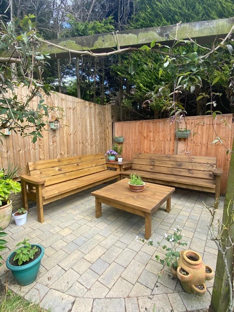 QUALITY GARDEN CHUNKY Handmade Wooden Corner Bench Any Size Any