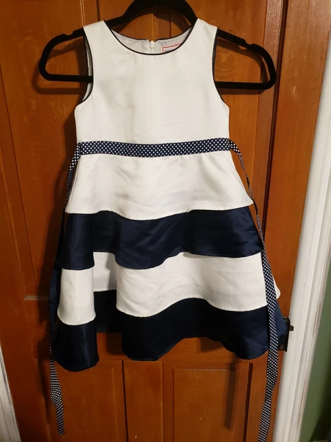 Girls Size 6 Sugar Plum Dress Flower Girl / Bridesmaid / Formal navy and white