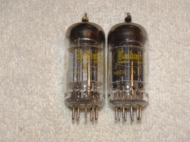 2 X 12au7 Raytheon-Baldwin Tubes Noir Plaques Très Fort 1959 #11