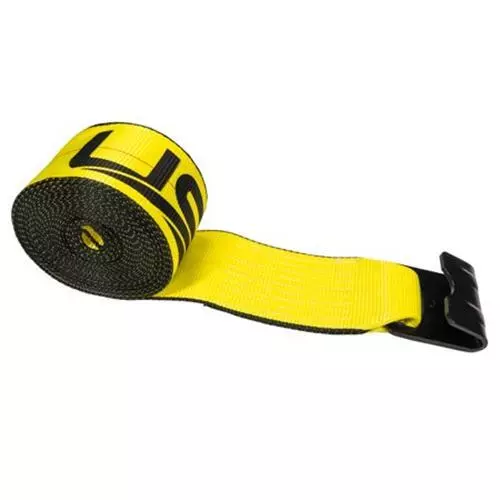 US Cargo Control 427FH Winch Strap with Flat Hook & Defender, PK 6